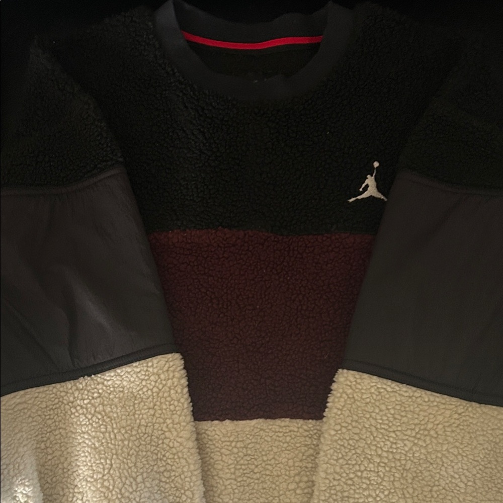 Jordan Black, Burgundy, and Cream Fleece Sweatshirt
